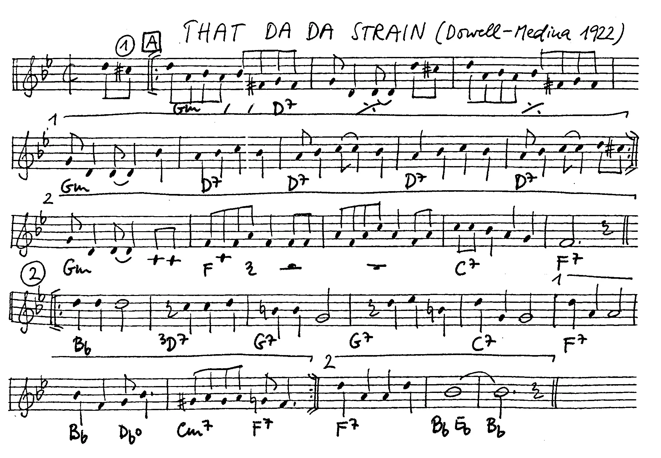 that da da strain free jazz leadsheet - Courtesy of the Jungle Jazz Band